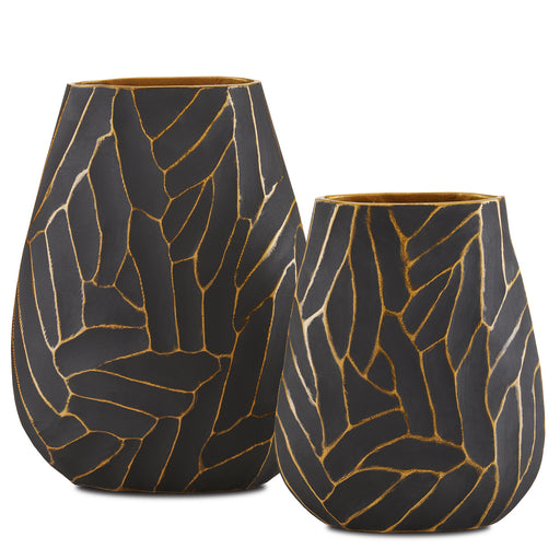 Currey and Company - 1200-0588 - Vase Set of 2 - Black/Gold