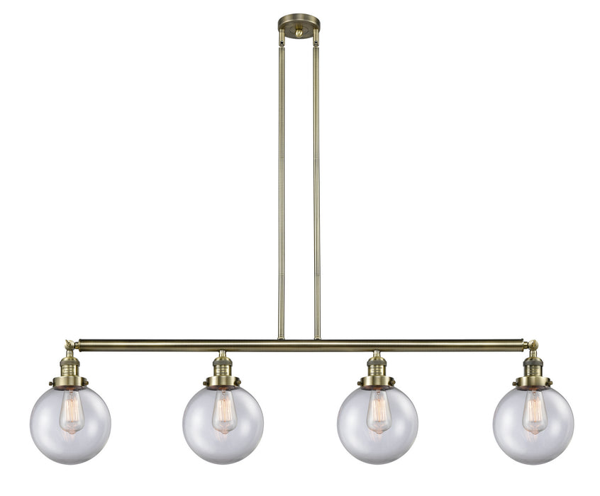 Innovations - 214-AB-G202-8 - Four Light Island Pendant - Franklin Restoration - Antique Brass