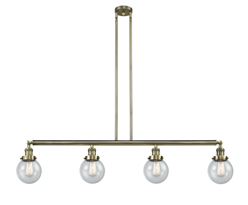 Innovations - 214-AB-G204-6 - Four Light Island Pendant - Franklin Restoration - Antique Brass