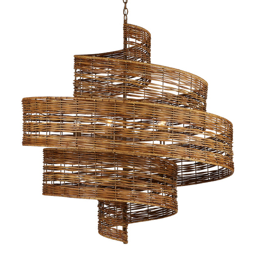Currey and Company - 9000-0925 - Five Light Chandelier - Khaki/Natural Rattan