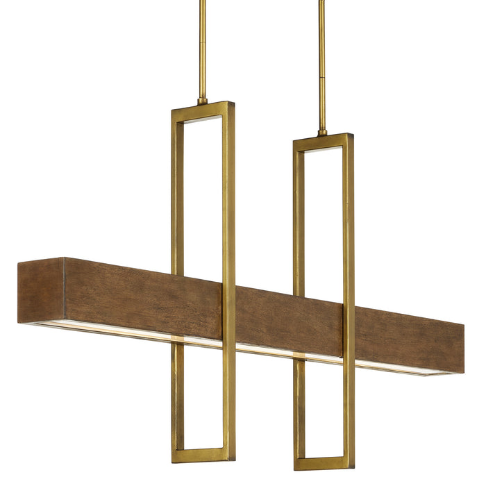 Currey and Company - 9000-0929 - LED Linear Chandelier - Chestnut/Brass/Sugar White