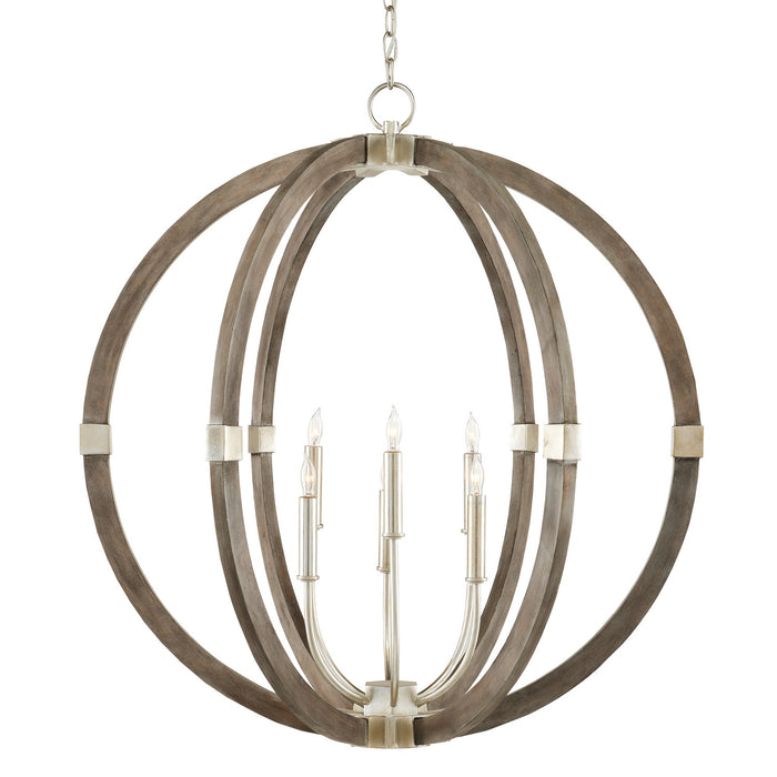 Currey and Company - 9000-0941 - Six Light Chandelier - Chateau Gray/Contemporary Silver Leaf