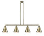 Innovations - 214-AB-M13-AB - Four Light Island Pendant - Franklin Restoration - Antique Brass