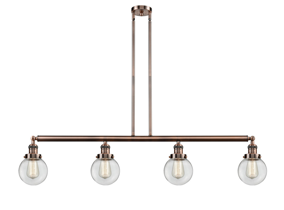 Innovations - 214-AC-G202-6 - Four Light Island Pendant - Franklin Restoration - Antique Copper