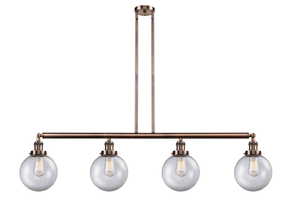 Innovations - 214-AC-G202-8 - Four Light Island Pendant - Franklin Restoration - Antique Copper