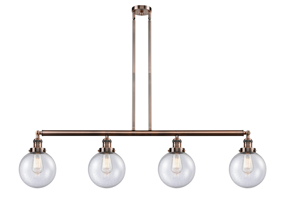 Innovations - 214-AC-G204-8 - Four Light Island Pendant - Franklin Restoration - Antique Copper