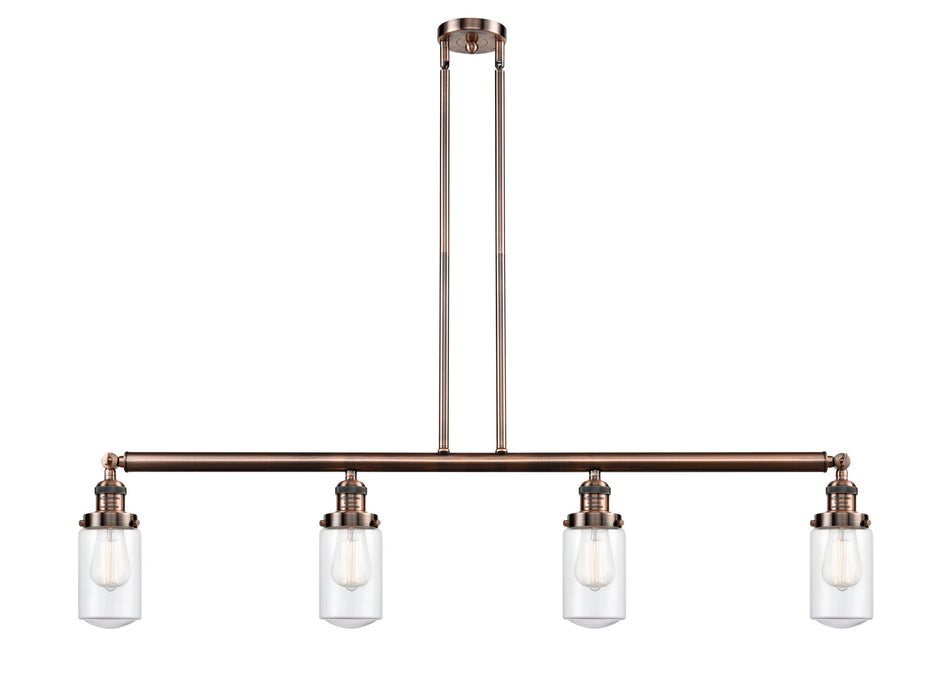 Innovations - 214-AC-G312 - Four Light Island Pendant - Franklin Restoration - Antique Copper