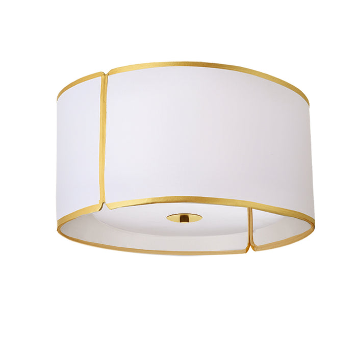 Dainolite Ltd - NDR-153FH-GLD-WH - Three Light Flush Mount - Notched Drum - White with Gold Trim