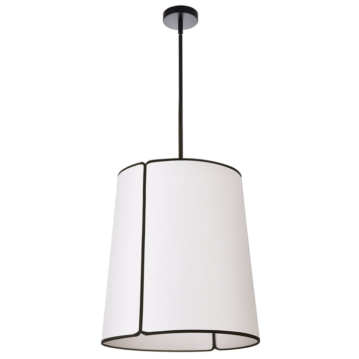 Dainolite Ltd - NDR-183P-BK-WH - Three Light Pendant - Notched Drum - White with Black Trim