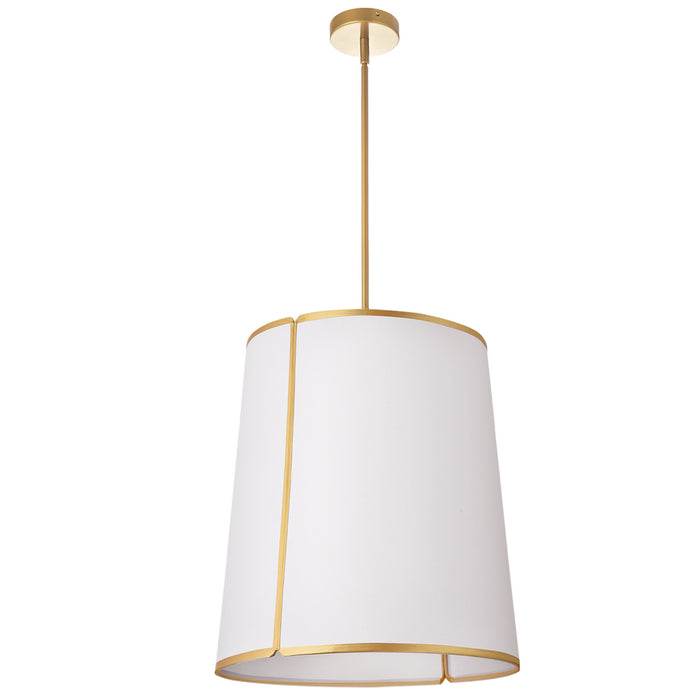 Dainolite Ltd - NDR-183P-GLD-WH - Three Light Pendant - Notched Drum - White with Gold Trim