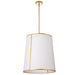 Dainolite Ltd - NDR-183P-GLD-WH - Three Light Pendant - Notched Drum - White with Gold Trim