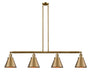 Innovations - 214-BB-M13-BB - Four Light Island Pendant - Franklin Restoration - Brushed Brass