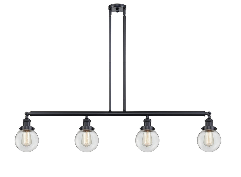 Innovations - 214-BK-G202-6 - Four Light Island Pendant - Franklin Restoration - Matte Black