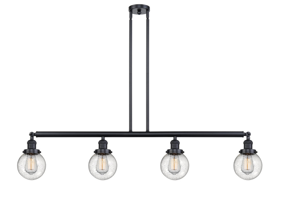 Innovations - 214-BK-G204-6 - Four Light Island Pendant - Franklin Restoration - Matte Black