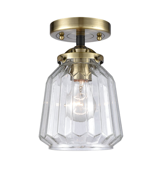 Innovations - 284-1C-BAB-G142 - One Light Semi-Flush Mount - Nouveau - Black Antique Brass