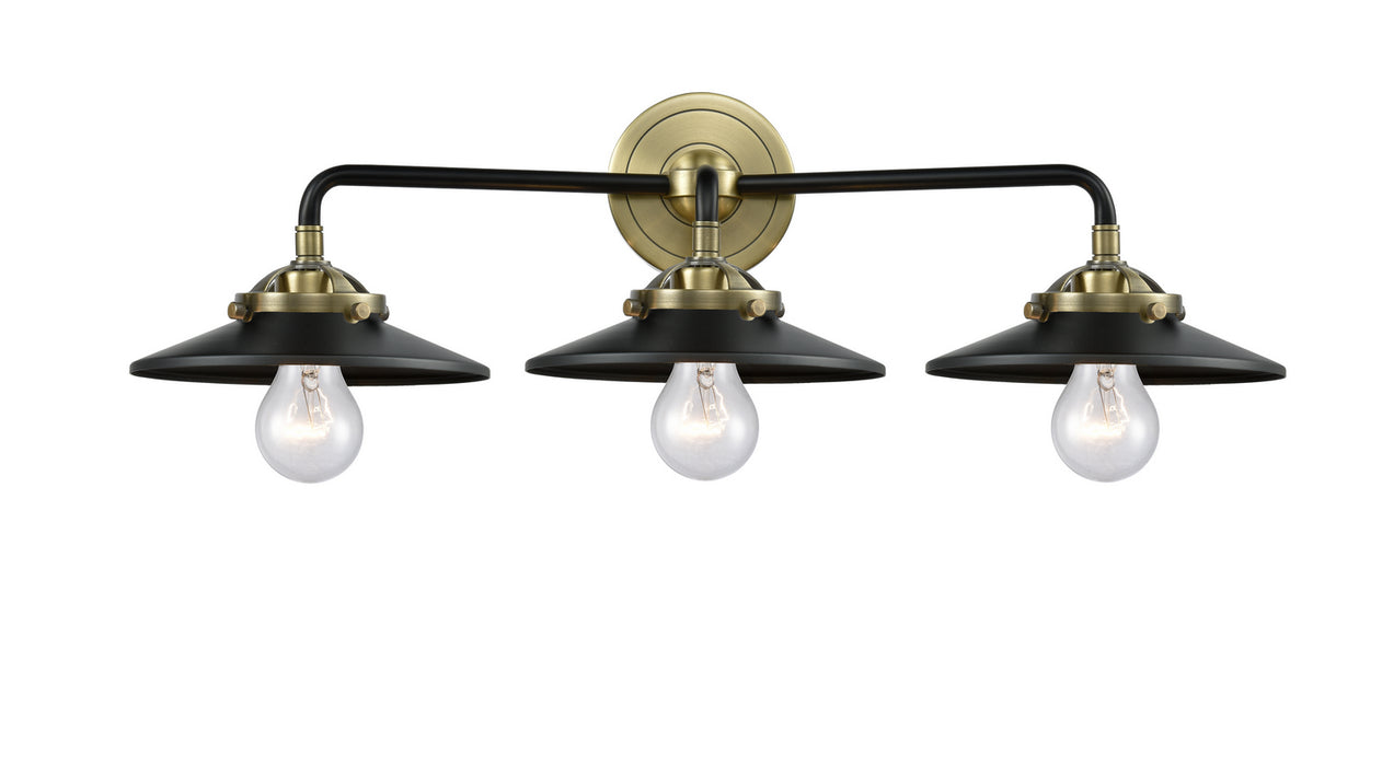 Innovations - 284-3W-BAB-M6-BK - Three Light Bath Vanity - Nouveau - Black Antique Brass