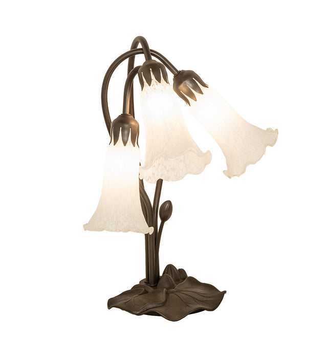 Meyda Tiffany - 173809 - Three Light Table Lamp - White Pond Lily - Mahogany Bronze