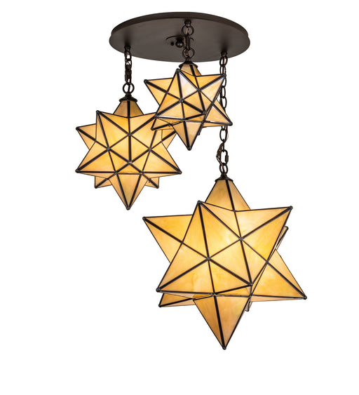 Meyda Tiffany - 251942 - Three Light Pendant - Moravian Star - Oil Rubbed Bronze