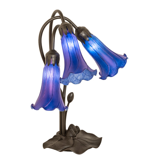 Meyda Tiffany - 254291 - Three Light Table Lamp - Blue Pond Lily - Mahogany Bronze