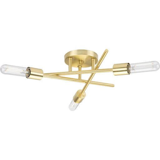 Progress Lighting - P350225-012 - Three Light Semi Flush Mount - Astra - Satin Brass