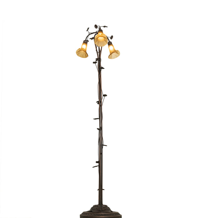 Meyda Tiffany - 243615 - Three Light Floor Lamp - Amber Pond Lily - Mahogany Bronze