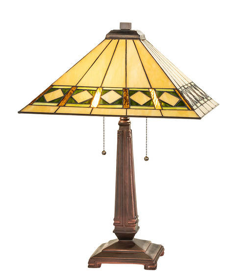 Meyda Tiffany - 255027 - Two Light Table Lamp - Diamond Band Mission - Mahogany Bronze
