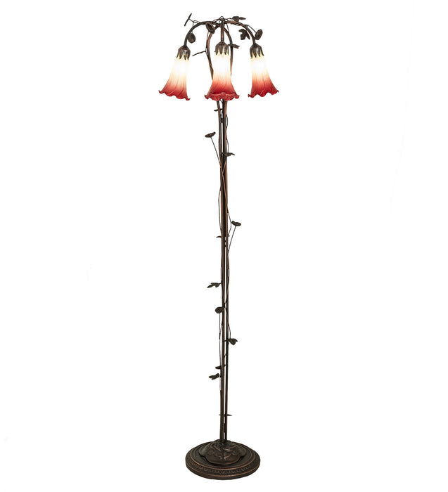 Meyda Tiffany - 255130 - Three Light Floor Lamp - Seafoam/Cranberry Pond Lily - Mahogany Bronze