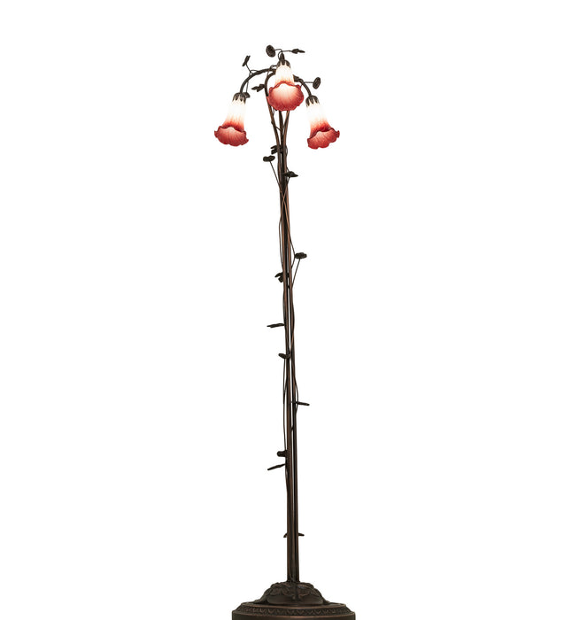 Meyda Tiffany - 255131 - Three Light Floor Lamp - Red/White Pond Lily - Mahogany Bronze