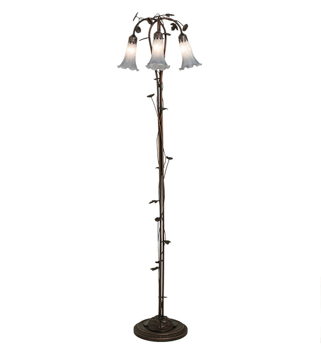 Meyda Tiffany - 255132 - Three Light Floor Lamp - Grey Pond Lily - Mahogany Bronze