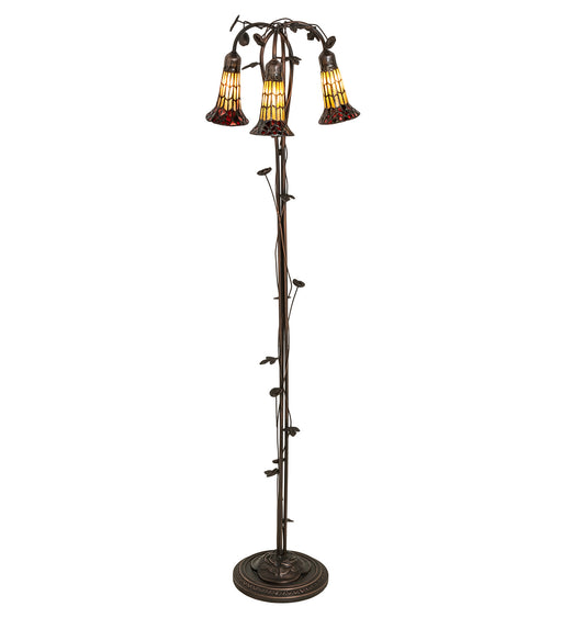 Meyda Tiffany - 255133 - Three Light Floor Lamp - Stained Glass Pond Lily - Mahogany Bronze
