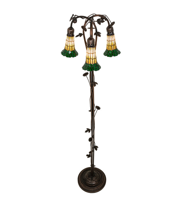 Meyda Tiffany - 255134 - Three Light Floor Lamp - Stained Glass Pond Lily - Mahogany Bronze