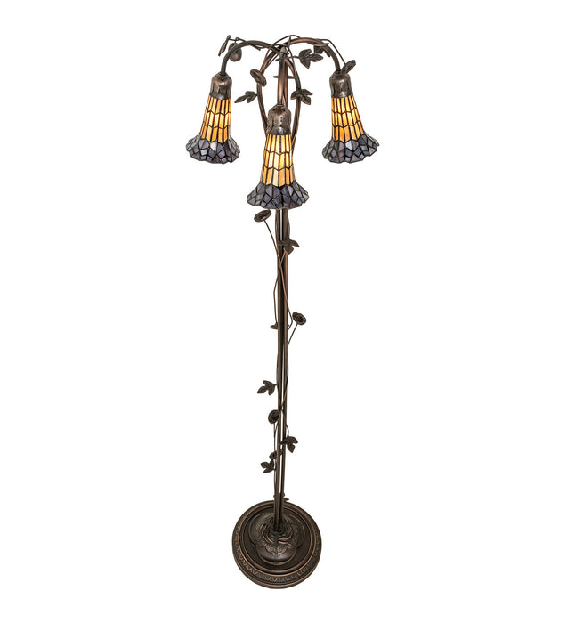 Meyda Tiffany - 255135 - Three Light Floor Lamp - Stained Glass Pond Lily - Mahogany Bronze