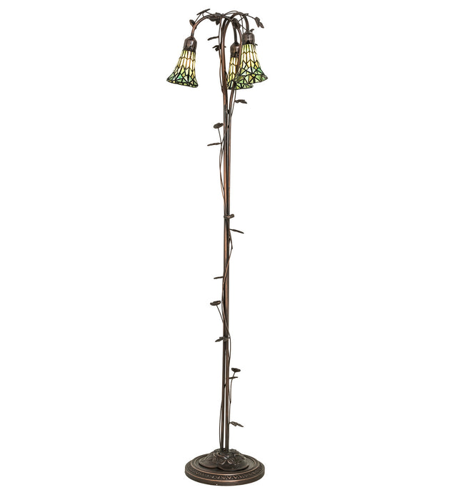 Meyda Tiffany - 255136 - Three Light Floor Lamp - Stained Glass Pond Lily - Mahogany Bronze