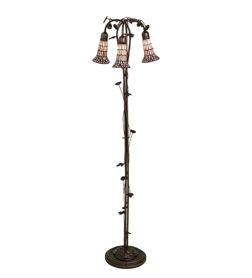 Meyda Tiffany - 255137 - Three Light Floor Lamp - Stained Glass Pond Lily - Mahogany Bronze
