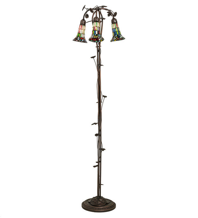 Meyda Tiffany - 255141 - Three Light Floor Lamp - Stained Glass Pond Lily - Mahogany Bronze