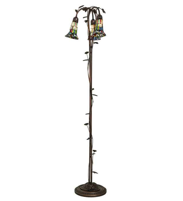 Meyda Tiffany - 255141 - Three Light Floor Lamp - Stained Glass Pond Lily - Mahogany Bronze