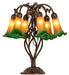 Meyda Tiffany - 255800 - Six Light Table Lamp - Amber/Green Pond Lily - Mahogany Bronze