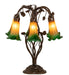 Meyda Tiffany - 255800 - Six Light Table Lamp - Amber/Green Pond Lily - Mahogany Bronze