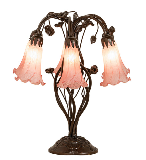 Meyda Tiffany - 255804 - Six Light Table Lamp - Pink Pond Lily - Mahogany Bronze