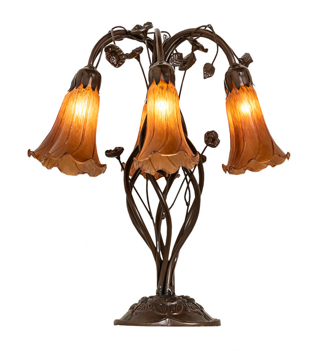 Meyda Tiffany - 255805 - Six Light Table Lamp - Amber Pond Lily - Mahogany Bronze