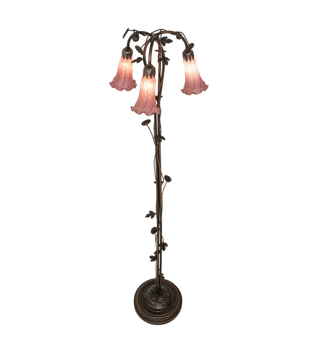 Meyda Tiffany - 48433 - Three Light Floor Lamp - Lavender Pond Lily - Mahogany Bronze