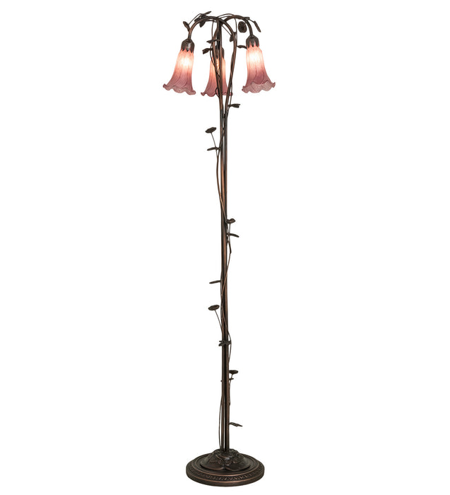 Meyda Tiffany - 48433 - Three Light Floor Lamp - Lavender Pond Lily - Mahogany Bronze