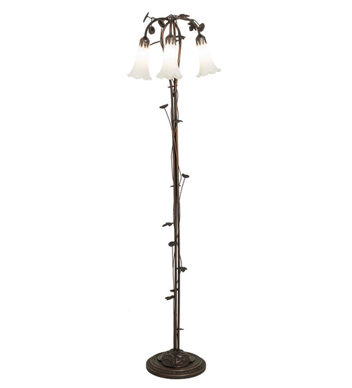 Meyda Tiffany - 66181 - Three Light Floor Lamp - White Pond Lily - Mahogany Bronze