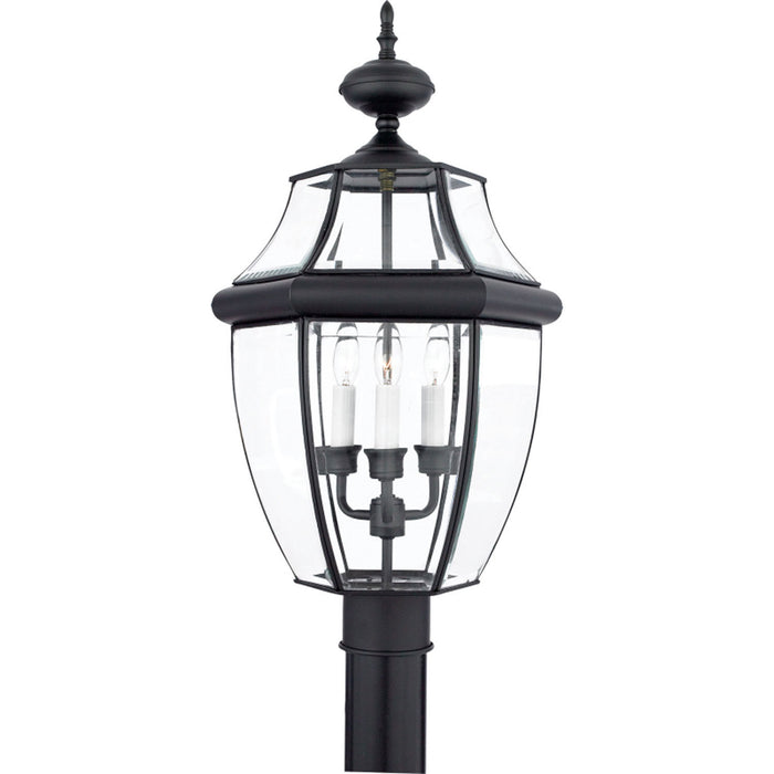 Quoizel - NY9043K - Three Light Outdoor Post Lantern - Newbury - Mystic Black