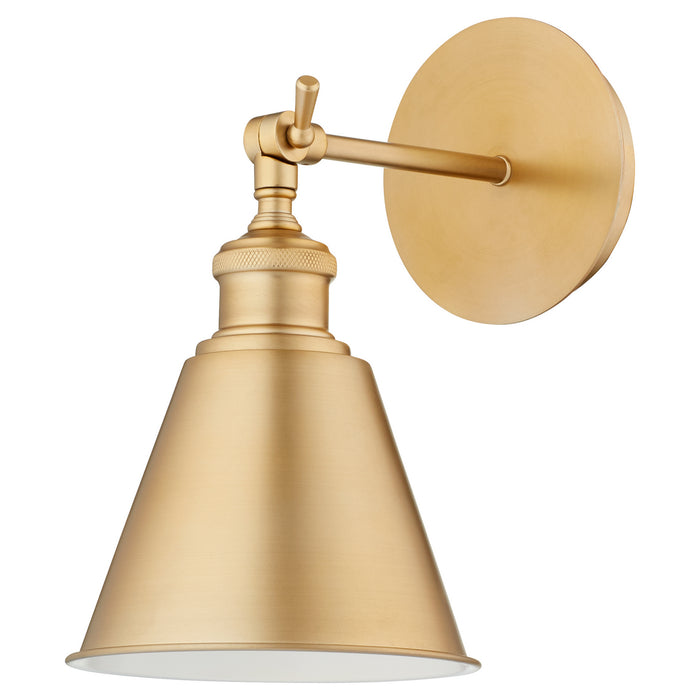 Quorum - 5390-80 - One Light Wall Mount - Metal Cone Lighting - Aged Brass