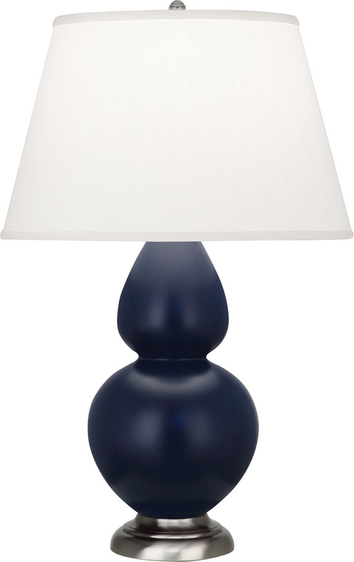 Robert Abbey - MMB59 - One Light Table Lamp - Double Gourd - Matte Midnight Blue Glazed w/Antique Silver