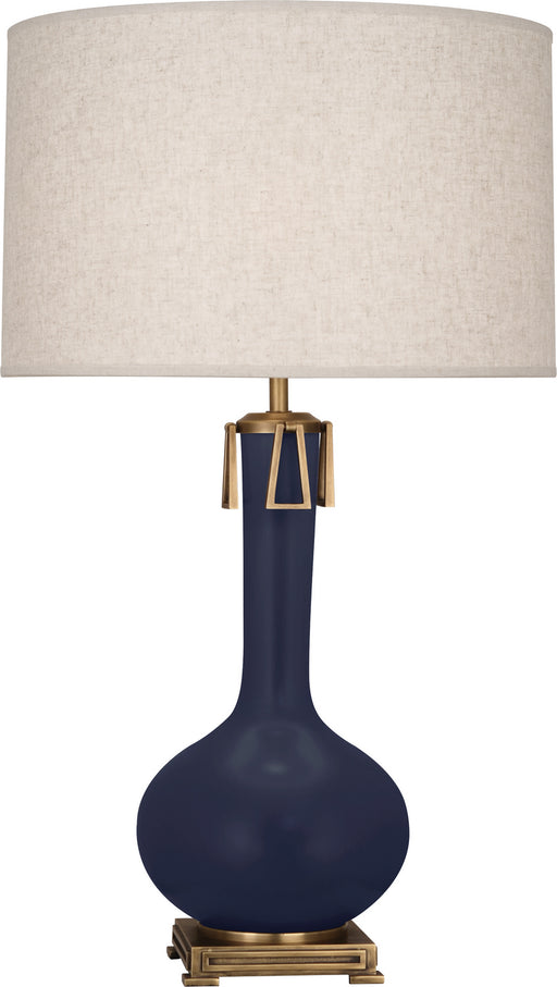 Robert Abbey - MMB92 - One Light Table Lamp - Athena - Matte Midnight Blue Glazed w/Aged Brass