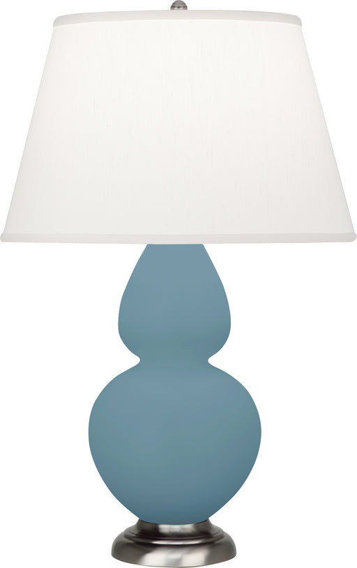 Robert Abbey - MOB59 - One Light Table Lamp - Double Gourd - Matte Steel Blue Glazed w/Antique Silver