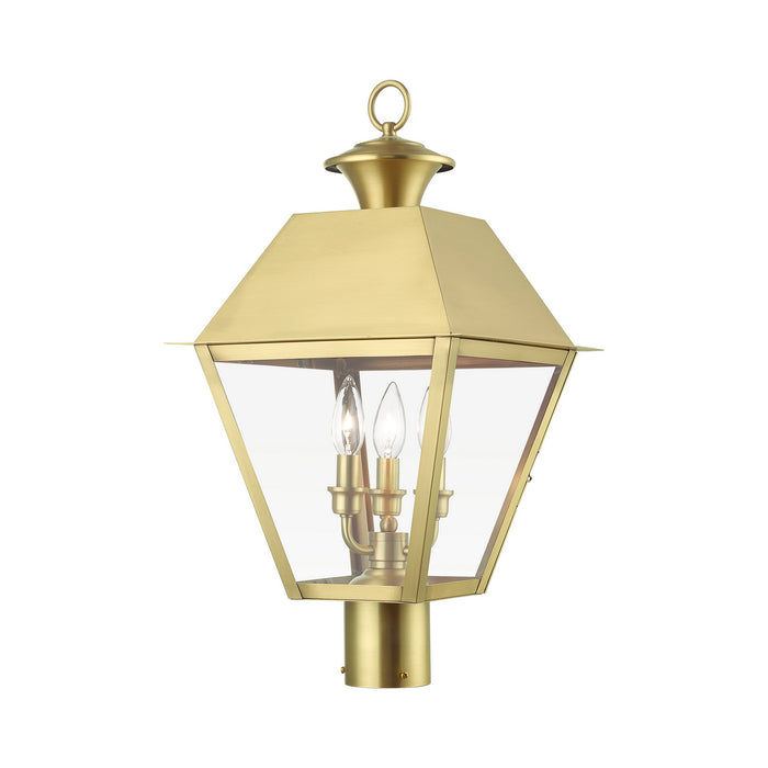 Livex Lighting - 27219-08 - Three Light Outdoor Post Top Lantern - Wentworth - Natural Brass