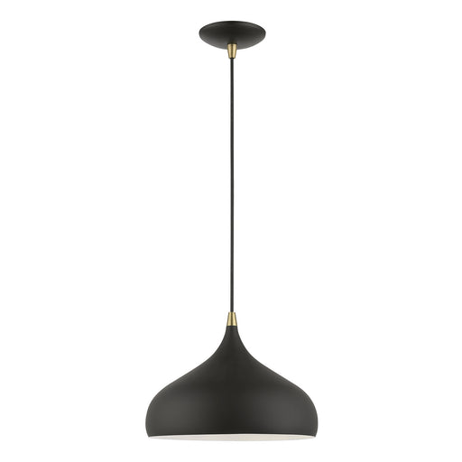 Livex Lighting - 41172-14 - One Light Pendant - Amador - Textured Black with Antique Brass